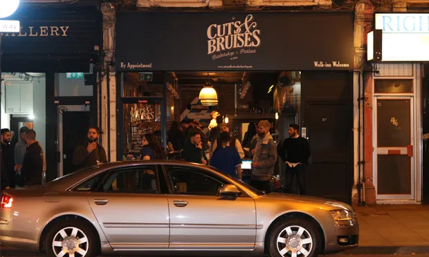 "People have a very strong sense of how they want to present themselves": outside Cuts & Bruises in Stoke Newington. Photogra