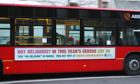 Bus adverts bear the slogan ‘Not religious? In this year’s census say so!’