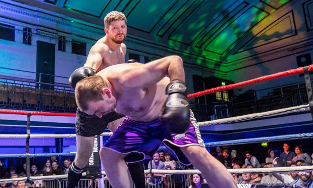 Dominant: Lib Dem Toby White lands a blow. Photograph: London Chessboxing
