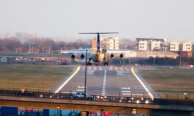 Bumpy ride?: A plane lands at London City Airport. Photograph: Matt Biddulph (Creative Commons)