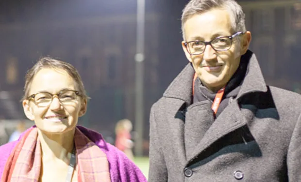 Chair of Governors Crispin Truman (right) with Stoke Newington School and Sixth Form headteacher Annie Gammon