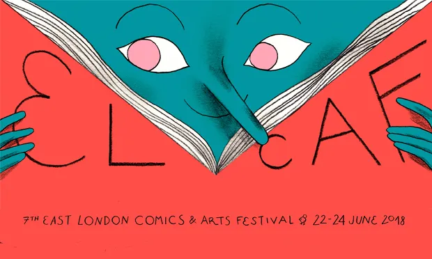 Head in a book: ELCAF’s poster this year has been designed by Belgian illustrator Charlotte Dumortier. Image courtesy Nobrow
