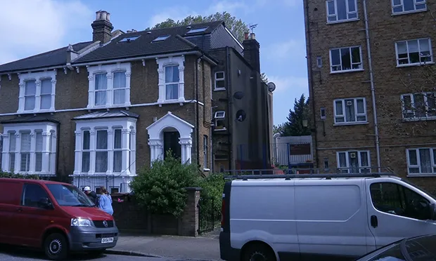 The illegal roof extension on Evering Road