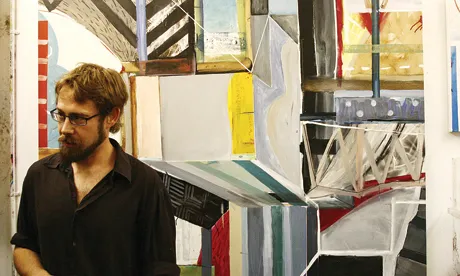 Hackney-based artist Francisco Ortega with one of his canvases