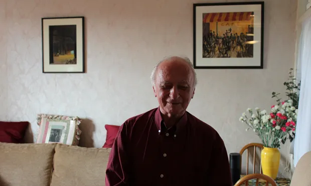Peter Gosnell in front of two of his pastel works. Photographs: Andrew Barnes