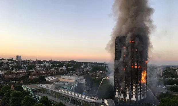 Grenfell Tower fire. Photograph: Natalie Oxford via Twitter