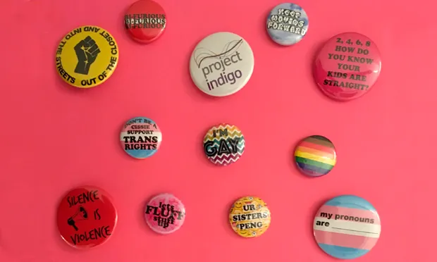Badges of honour: Project Indigo worked with artist Liv Wynter to make their voices heard. Photograph: Hackney Council