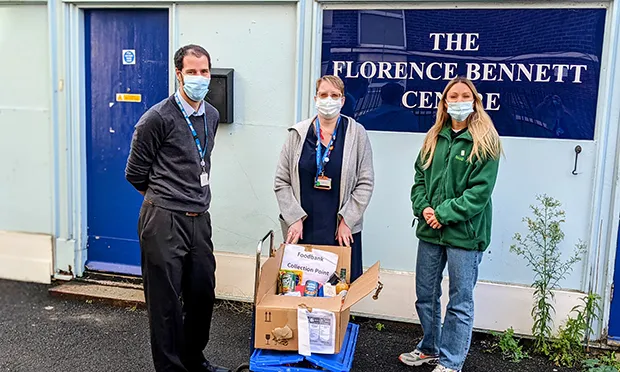 Homerton Hospital staff donate to Hackney Foodbank as a ‘thank you’ to the community for its support during the pandemic