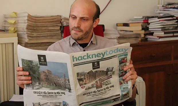 Josh Loeb enjoys the latest issue of Hackney Today, which features a wraparound ad for Spitalfields