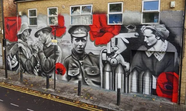 Street artist unveils First World War mural in Shoreditch to mark Remembrance Day