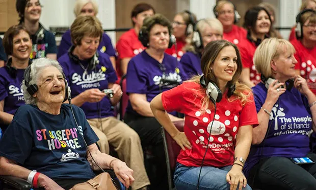 Lillian John (left) recording the track at Abbey Road. Photograph: St Joseph's Hospice