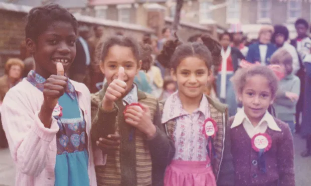 Jubilee: Glyn Road girls celebrate the Queen's 25th year on the throne in this image from The Lower Clapton Tales. Photograph