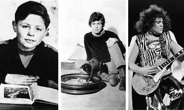 The three ages of Bolan: the T-Rex frontman, pictured in his Hackney youth, adolescence, and his days of megastardom, on stag