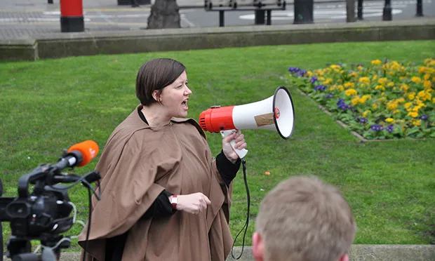 Protest: Meg Hillier MP pictured last year at a protest by renters group Digs Photograph: Digs