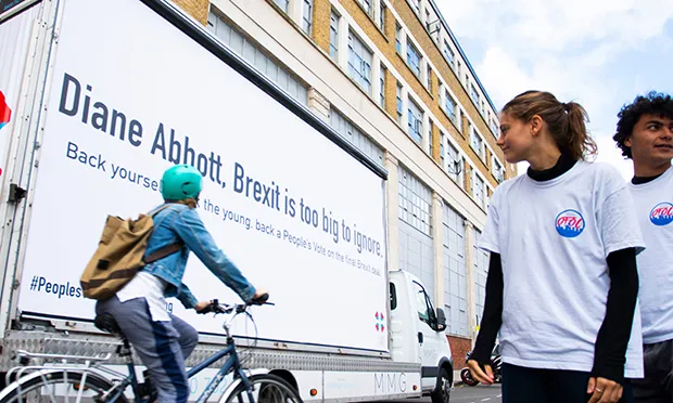 Brexit: Pro-EU youngsters single out Diane Abbott in ad van stand
