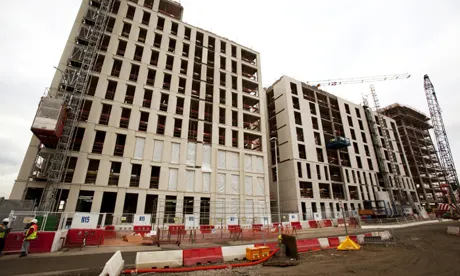 Construction in progress on one of the residential blocks in the Olympic Village (October 2009). Photo: ODA