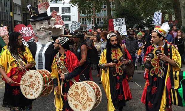 Saturday's march in Dalston. Photograph: Alan D Millier
