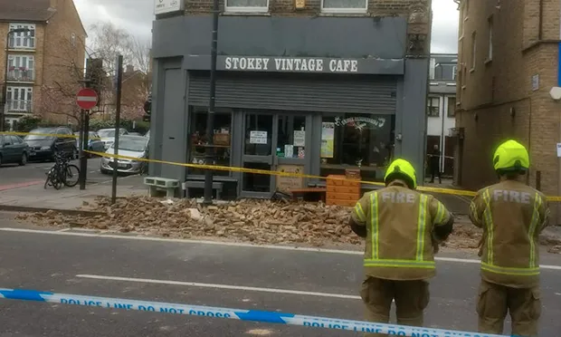 Heart-stopping CCTV shows man narrowly avoid a collapsing roof in Stoke Newington