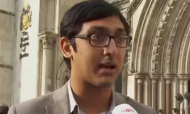 Chowdhury outside the Royal Courts of Justice. Could a law career beckon? Photograph: Tahmid Chowdhury/Twitter