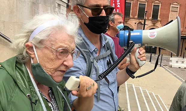 ‘Not a penny more’: Protesters call for an end to Serco’s involvement in test-and-trace