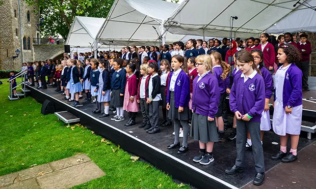 Hackney schoolchildren perform at annual Tower of London arts festival