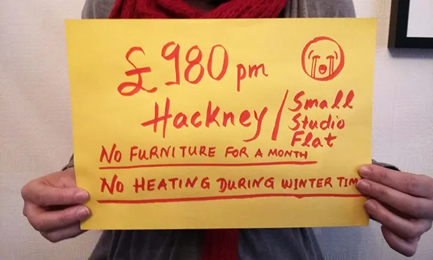 A Hackney-based participant in #VentyourRent. Photograph: Twitter