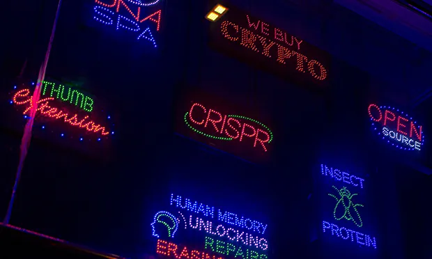 ‘Colourful promise with nothing to back it up’: Artist Simon the Last takes aim at high-tech with light show in an empty shop