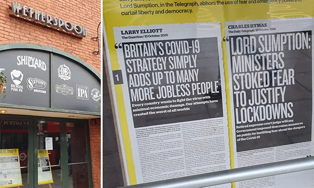 ‘Slap in the face’: Anti-lockdown posters at local Wetherspoons spark outrage