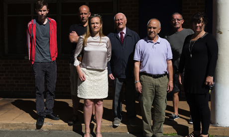 Morland Estate residents outside the Community Hall next to London Fields on Saturday