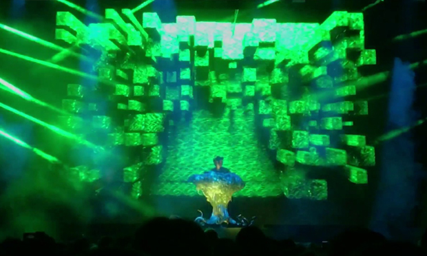 Flying Lotus in the midst of his stunning 3D show. Photograph: Youtube