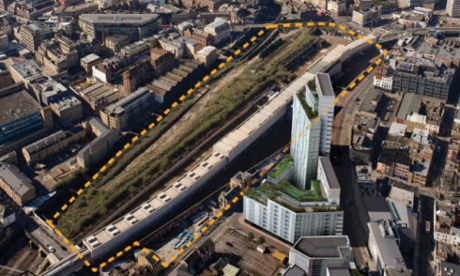 aerial view of the Bishopsgate Goodsyard site