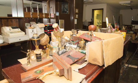 Relics from Brooksby Snooker Hall. Photograph: Alistair Siddons