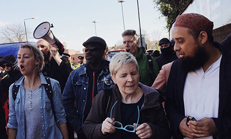Members of Unite Against Fascism and local residents at Saturday's demonstration. Photograph @miketwalker