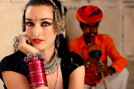 Colleena Shakti with snake charmer