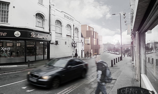 An artist's impression of what the Crossway site will look like if the project is built. Image: JUB Studio