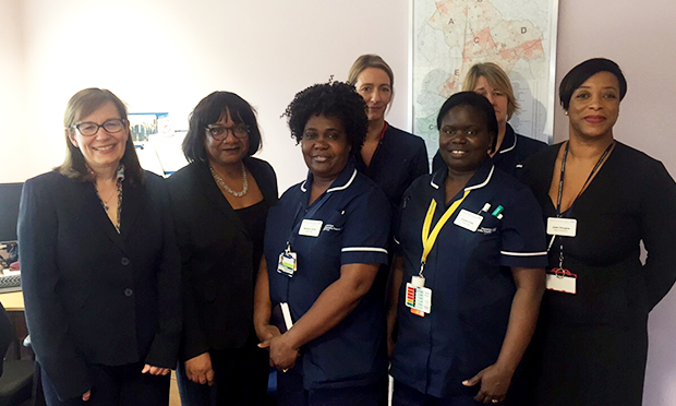 Diane Abbott with Homerton University Hospital staff