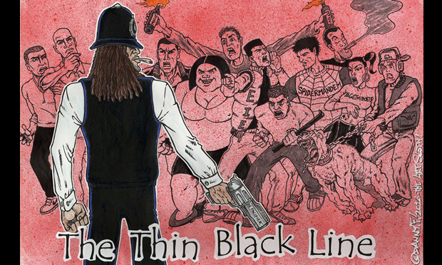 Scotland Yardie (one of the characters from Skank magazine revived for a recent graphic novel) as drawn by Perspectives participant Danny F. Image courtesy of the artist