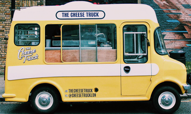 The Cheese Truck (two converted 1970 Bedford vans serving grilled cheese sandwiches) are one of the street food outlets to be hosted by The London Cheese Project