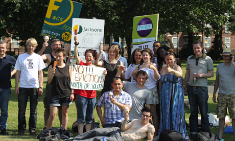 Protesters from Hackney Digs at a demonstration earlier this month. Photograph: Hackney Digs