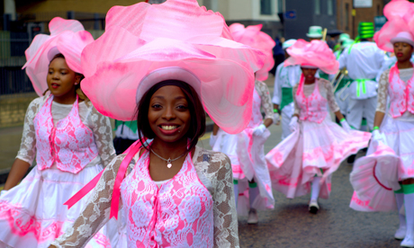 Revellers clad in glitzy costumes joined the carnival on Sunday