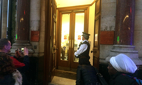 Closed: Police at the scene. Photograph: Hackney Citizen