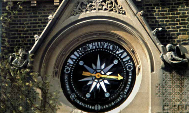 ...Portrait of a community has a fantastic range of pictures, historical and modern - including this one of St. Mark's Church, Dalston, and its one-of-a-kind turret barometer, in 1983. Photograph: Alan Denney