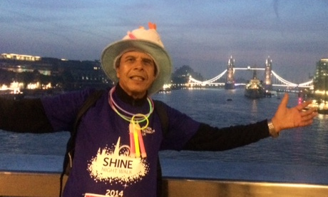 Tireless: Hamdy on the Shine marathon walk.