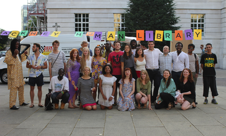 Open books: Human library participants outside the Town Hall