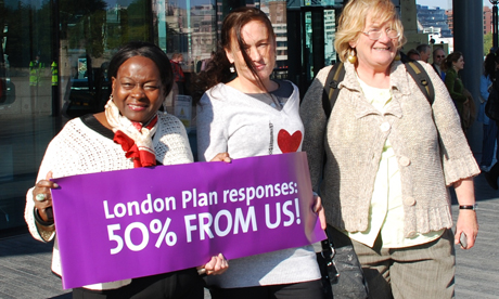 Jennette Arnold OBE AM with Christine Cauley, housed traveller from Hackney; and Frieda Schiker, Director of London Gypsy and Travellers Unit