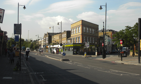 This stretch of Kingsland Road was cordoned off late last night as police investigated the collision. Photograph: Josh Loeb