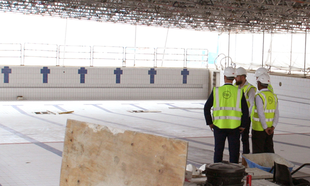 "The highest standard possible": Mayor Glanville and others survey the work done. Photograph: Hackney Council