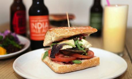 Burger sans slaughter. Long White Cloud specialises in veggie options. Photograph: Sarah Gill