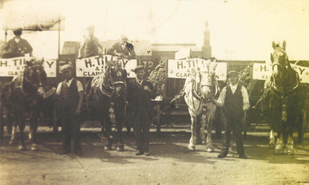 Lower Clapton's Tilleys coal men and carts, c.1940. Photograph: Jean Tilley