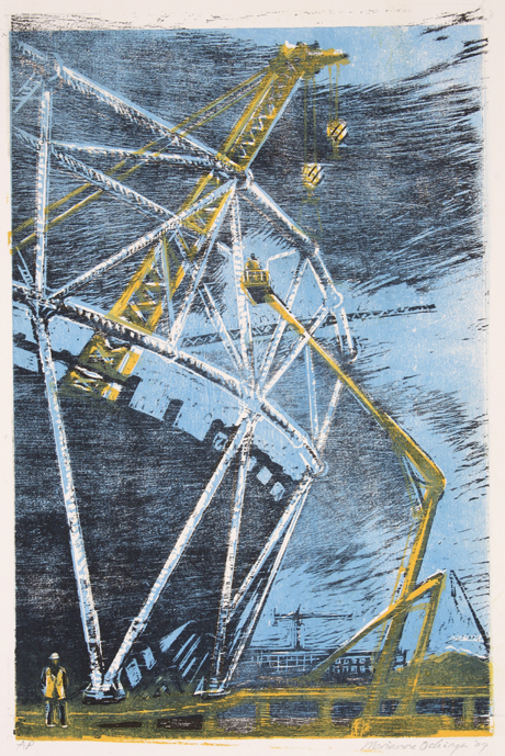 Marianne Fox Ockinga woodcut Olympic stadium 001 One of Marianne Fox Ockinga's woodcuts of the Olympic stadium